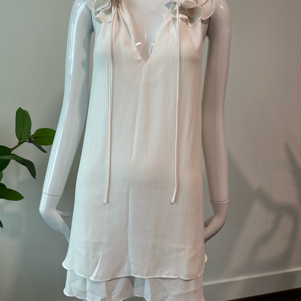 Amanda Uprichard White Mini Dress with Tiered Layers